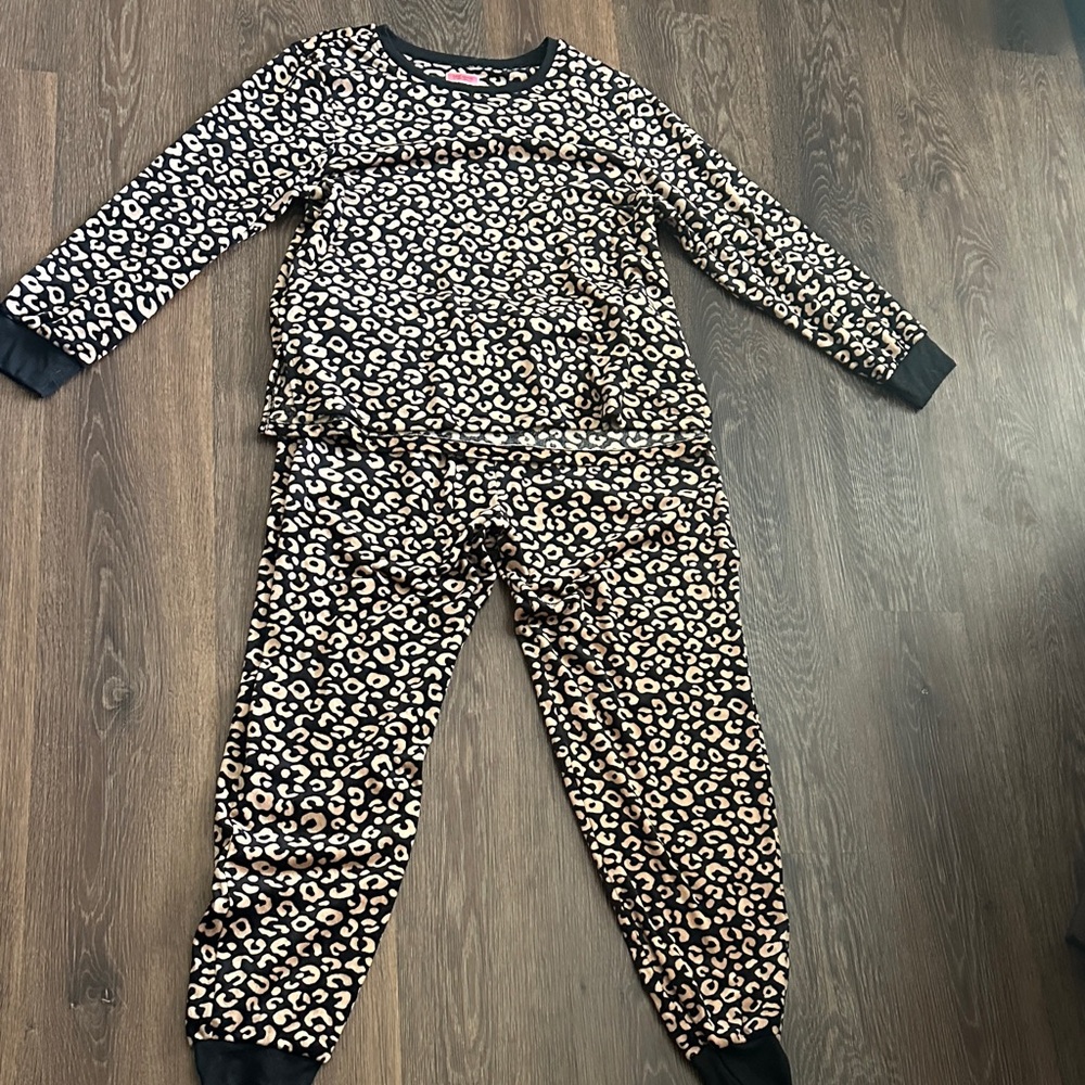 Kate Spade Black and Cream Leopard Pajama Set